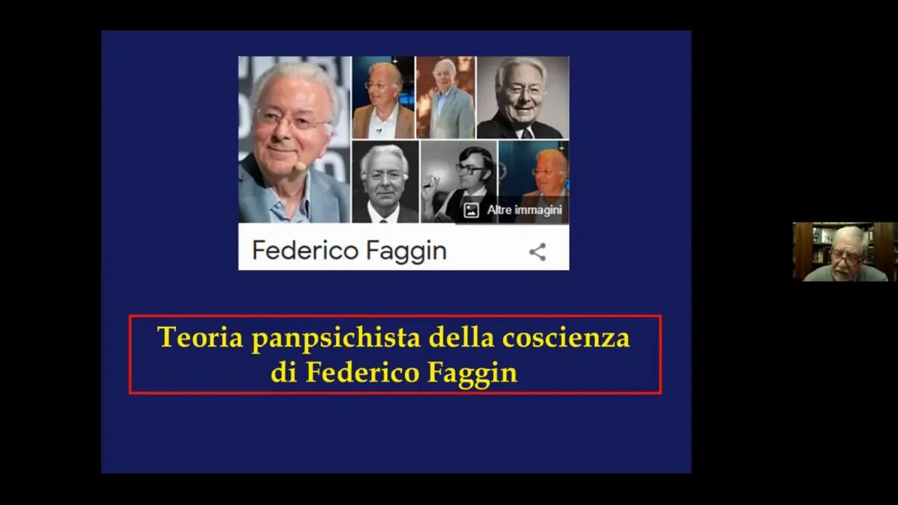 Diapositiva sulla teoria panpsichista della coscienza di Federico Faggin, presentata nella conferenza bahá’í sul rapporto tra scienza e spiritualità