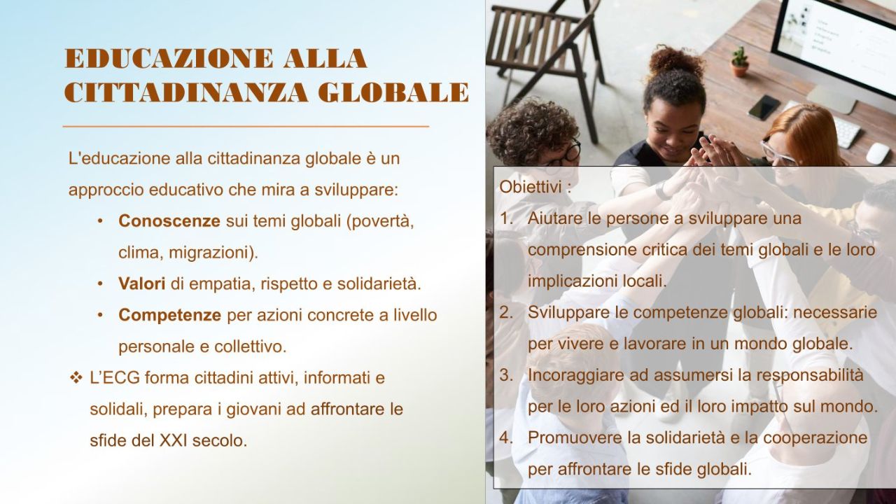 Giovani uniti in cerchio simbolo della cittadinanza globale: conoscenze, valori e azione solidale
